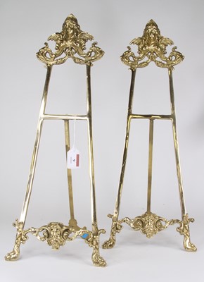 Lot 9 - A pair of brass table top easels, in the...