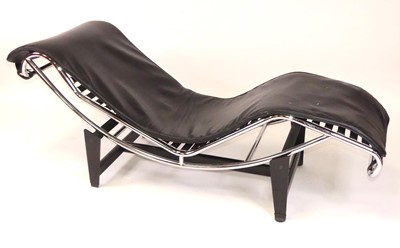 Lot 404 - A tubular chrome chaise-longue, having tubular...