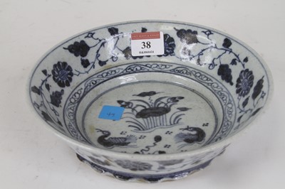 Lot 38 - A Chinese blue and white pottery bowl,...