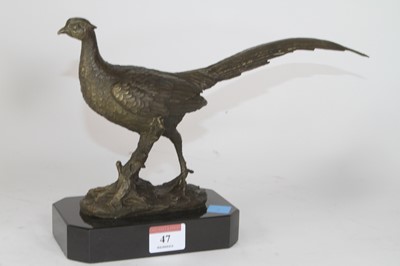 Lot 47 - A bronzed metal model of a pheasant, shown...