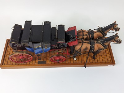 Lot 57 - A painted wooden model of a stagecoach with...