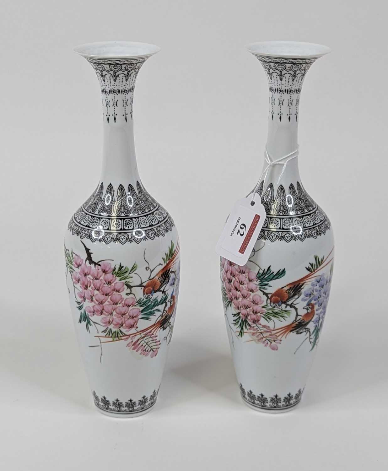 Lot 62 - A pair of Japanese eggshell porcelain vases,...