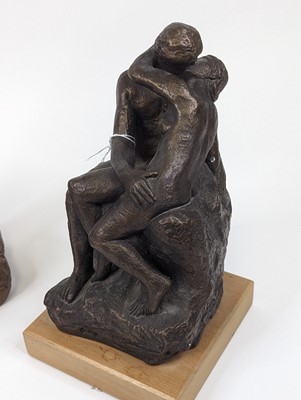 Lot 63 - A bronzed plaster figure of The Thinker,...