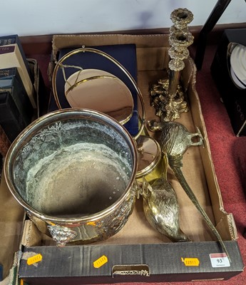 Lot 93 - A collection of metalware, to include a brass...