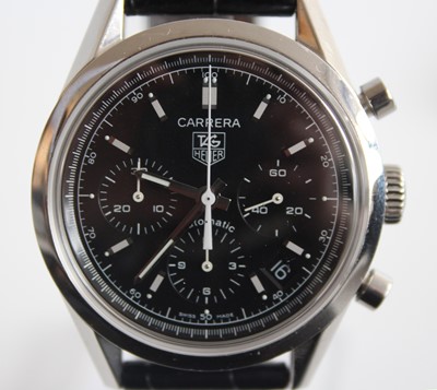 Lot 2595 - A stainless steel Tag Heuer Carrera automatic...