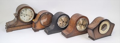 Lot 111 - A Smiths Art Deco oak cased mantel clock, the...