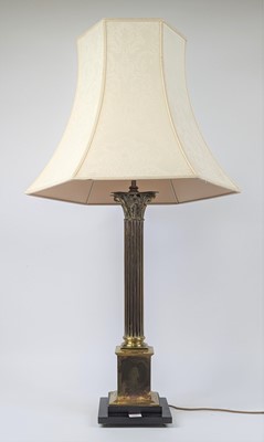 Lot 118 - A brass Corinthian column table lamp, mounted...