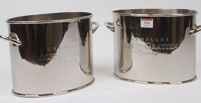 Lot 124 - A pair of polished metal wine coolers, of twin...