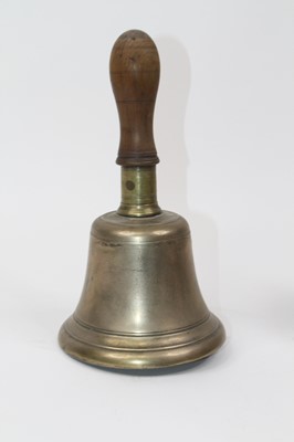 Lot 128 - A 19th century cast bronze hand bell, having a...