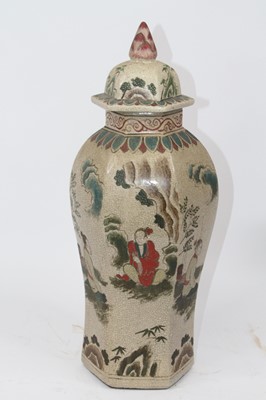 Lot 137 - A Chinese Nanking crackle glazed pottery jar...