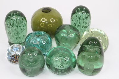 Lot 161 - A collection of Victorian green glass dumps,...
