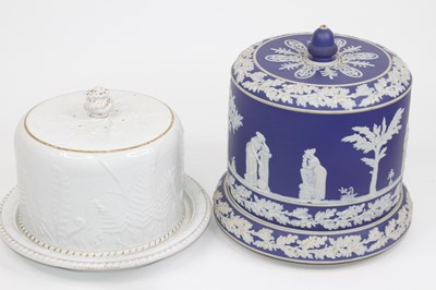 Lot 166 - A Victorian blue jasperware cheese dome and...