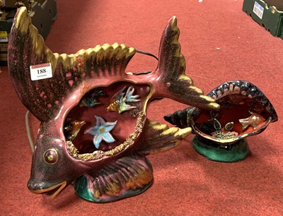 Lot 188 - A novelty pottery table lamp in the form of an...