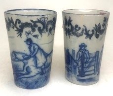 Lot 214 - A pair of 18th century Delft blue and white...