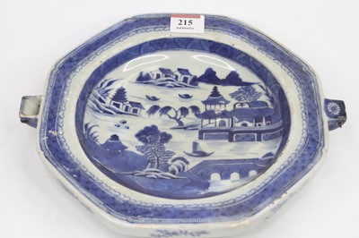 Lot 215 - A Chinese blue and white porcelain warming...