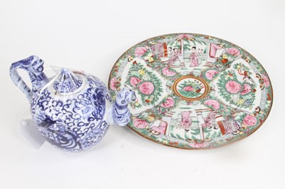 Lot 218 - A Chinese Canton porcelain plate, dia. 26.5cm;...