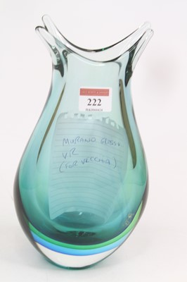 Lot 222 - A Murano green glass vase, h.24.5cm