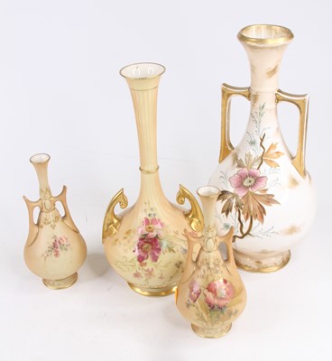 Lot 238 - A Royal Worcester blush ivory vase, decorated...