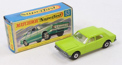 Lot 1585 - A Matchbox Superfast No. 53 Ford Zodiac in pea...