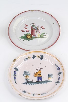 Lot 269 - Two French polychrome faience plates, each...