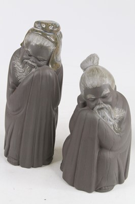 Lot 253 - Two Lladro grey porcelain figures of gentlemen,...