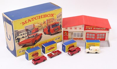 Lot 1592 - A Matchbox G-10 Fire Station set comprising of...