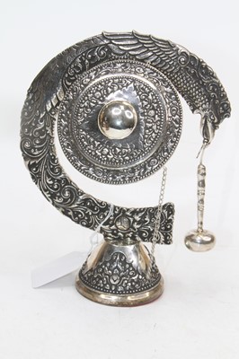 Lot 309 - An Indonesian white metal miniature table gong,...