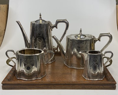 Lot 176 - A silver plated four-piece tea and coffee...