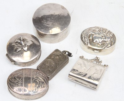 Lot 344 - A collection of six silver and white metal...