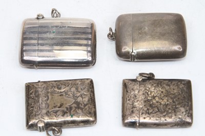 Lot 346 - A collection of four silver pocket vesta cases,...