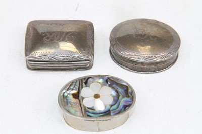 Lot 350 - A silver pill box, the lid bearing CR monogram;...