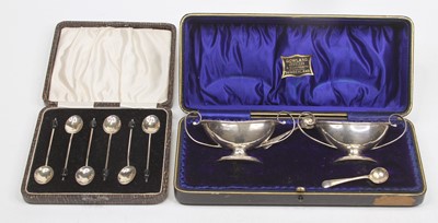 Lot 363 - A set of six George V silver coffee bean...