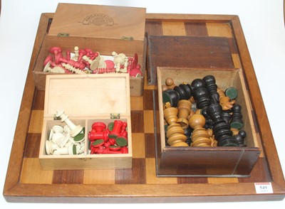 Lot 549 - A 19th century bone chess set; together with a...