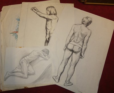 Lot 1086 - A folio of assorted artists sketches,...