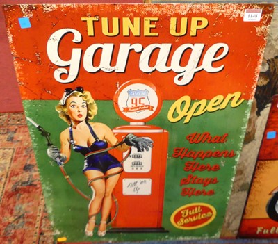 Lot 1148 - A printed tin advertising sign for Tune Up...