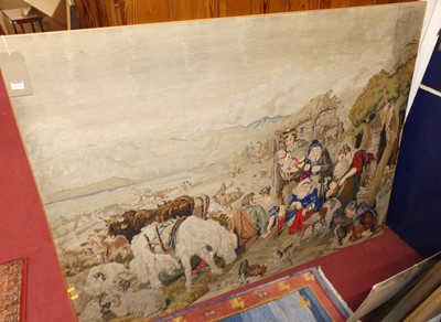 Lot 1149 - A large woolwork depicting a travelling family...