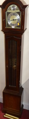 Lot 1210 - A reproduction mahogany grandmother clock,...