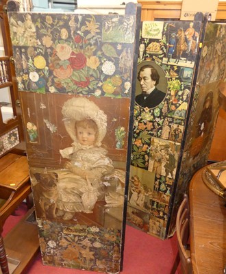 Lot 1220 - A circa 1900 decoupage decorated four-fold...