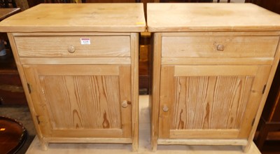 Lot 1235 - A pair of rustic pine single door bedside...