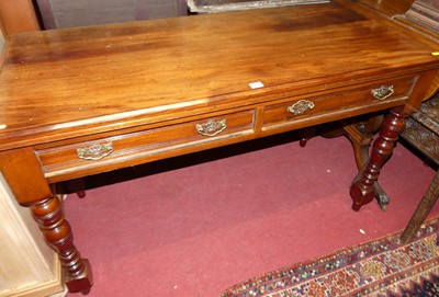 Lot 1239 - An Edwardian walnut two-drawer side table,...