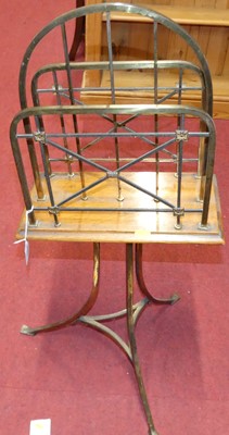 Lot 1257 - A late Victorian brass and oak twin division...