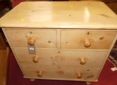 Lot 1261 - A Victorian pine chest of two short over two...