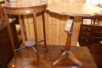 Lot 1290 - A rustic oak shaped top pedestal tripod...