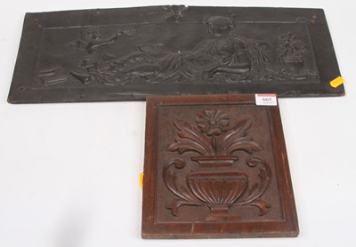 Lot 665 - An Edwardian floral carved mahogany panel, 23...