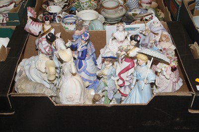 Lot 702 - A collection of porcelain figures of ladies,...