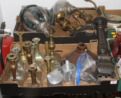 Lot 736 - Two boxes of mixed metalware, to include...