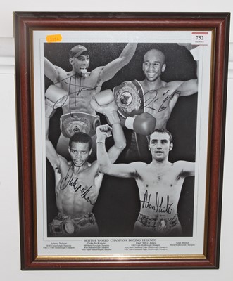 Lot 752 - British World Champion Boxing Legends, a black...