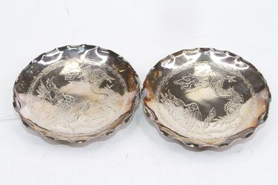 Lot 326 - A pair of white metal dishes, of circular...