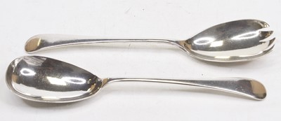 Lot 333 - A pair of George V silver salad servers, in...