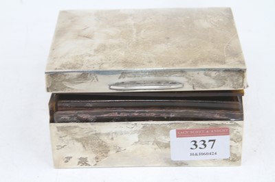 Lot 337 - A George V silver clad table cigarette box, of...